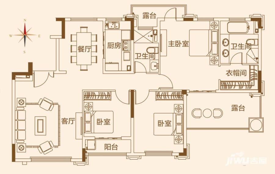 济南恒大龙奥御苑3室2厅2卫142㎡户型图