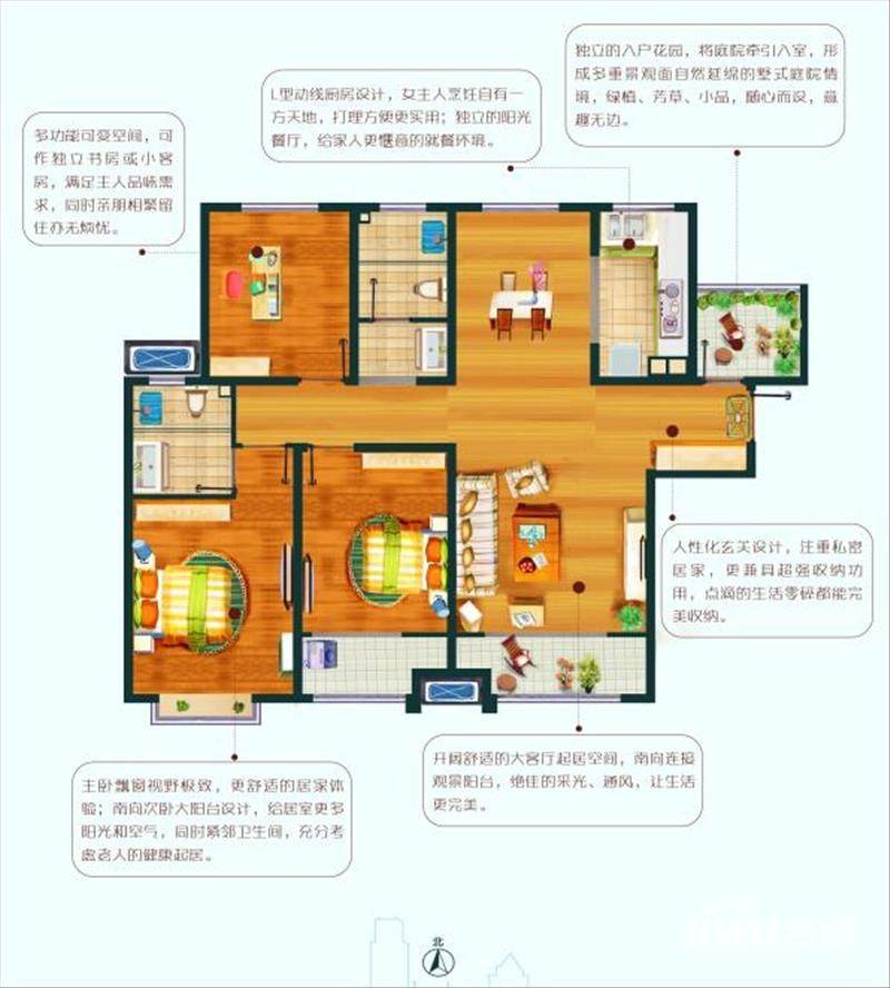 万科·幸福里3室2厅2卫125㎡户型图