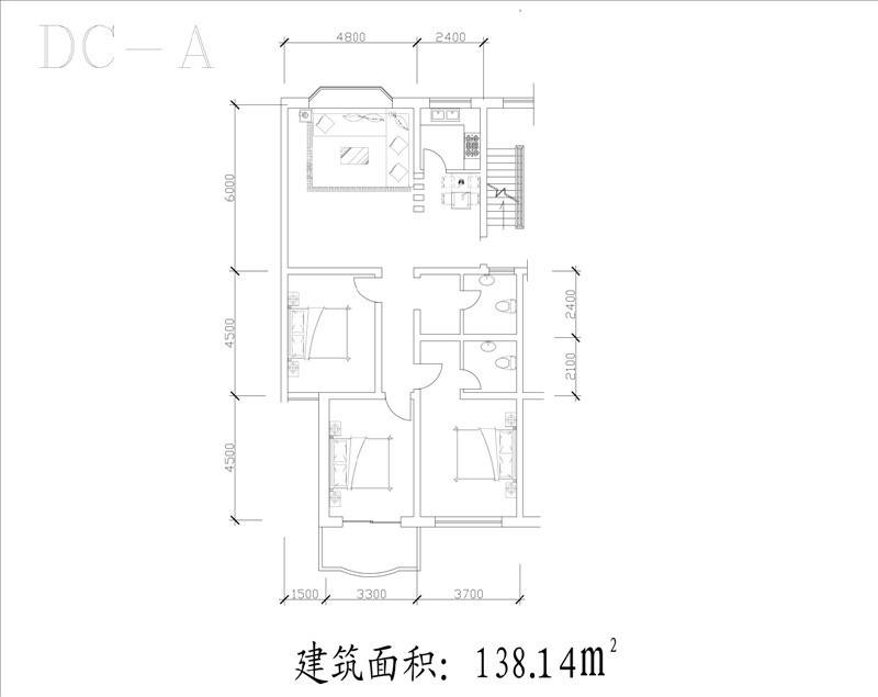 泺口花园3室2厅2卫138.1㎡户型图