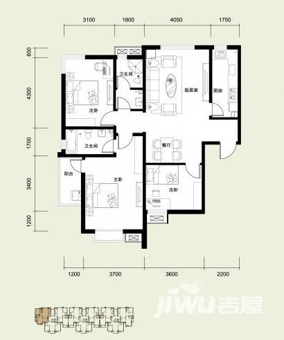 路劲御景城3室2厅2卫户型图