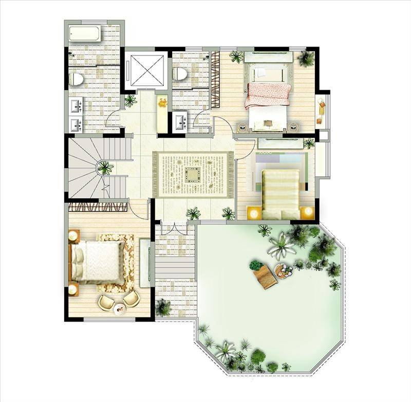 保利大名湖3室2厅2卫425㎡户型图