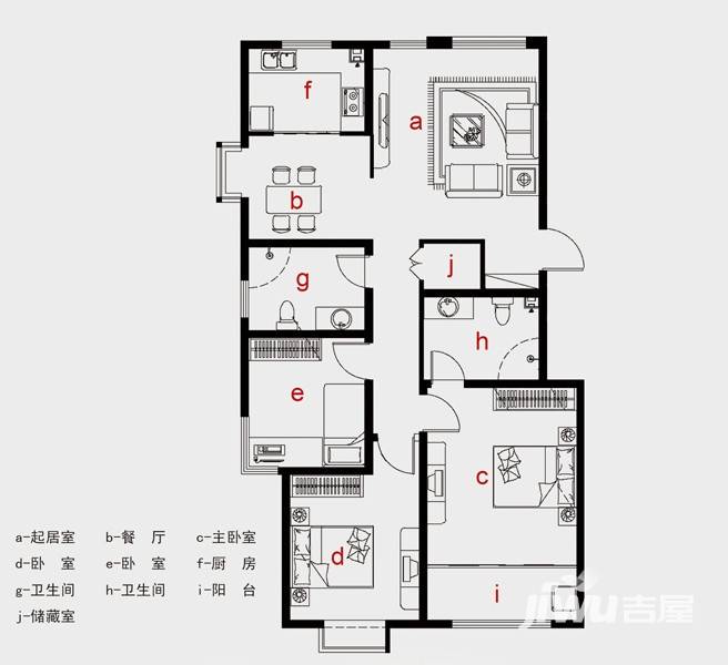 丰润怡邻居普通住宅120㎡户型图