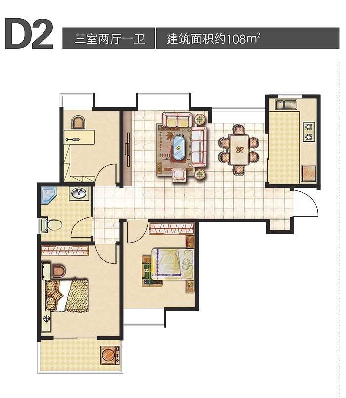 海信慧园普通住宅108㎡户型图