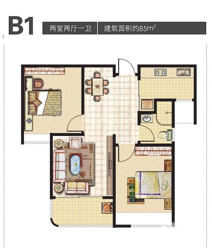 海信慧园普通住宅85㎡户型图