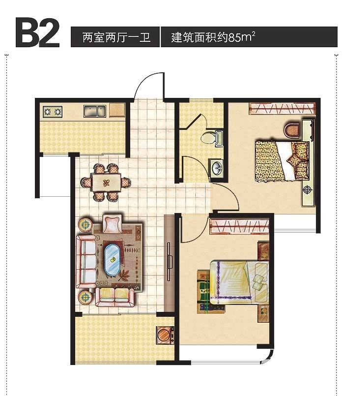 海信慧园普通住宅85㎡户型图