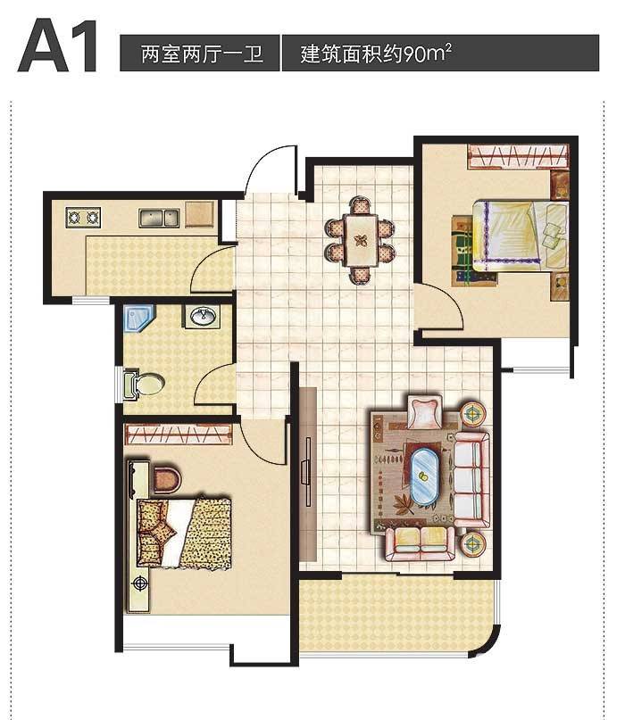 海信慧园普通住宅90㎡户型图