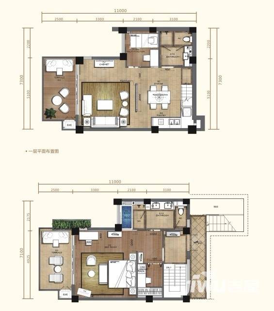 十里云岭3室2厅3卫户型图