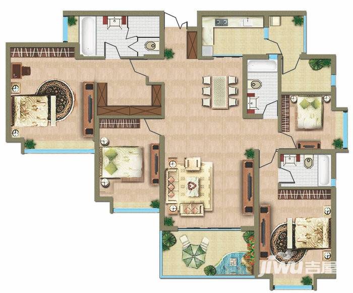 联邦国际中心普通住宅195.7㎡户型图