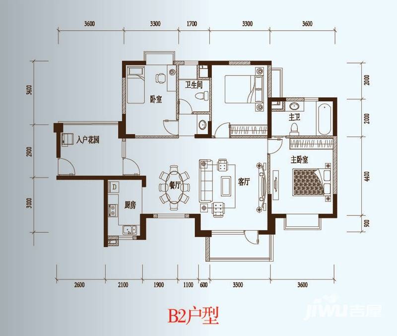 汤泉盛景3室2厅2卫124.6㎡户型图