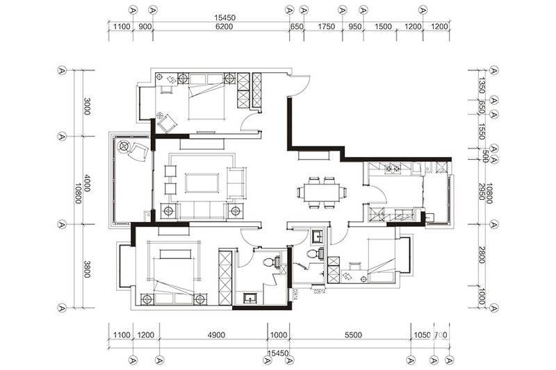 招商海公馆3室2厅2卫124㎡户型图