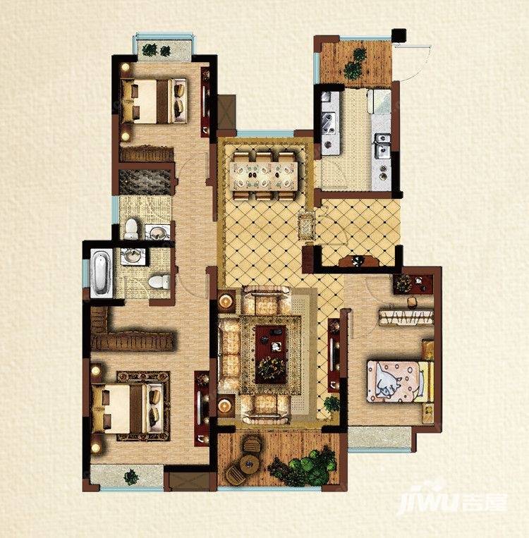 泰兴塞纳公馆3室2厅2卫122.2㎡户型图