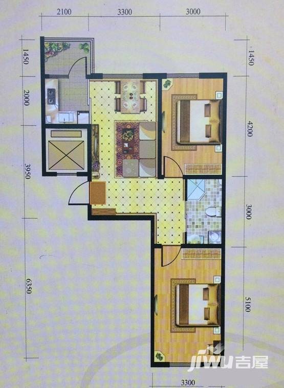 德展长春印普通住宅80.4㎡户型图