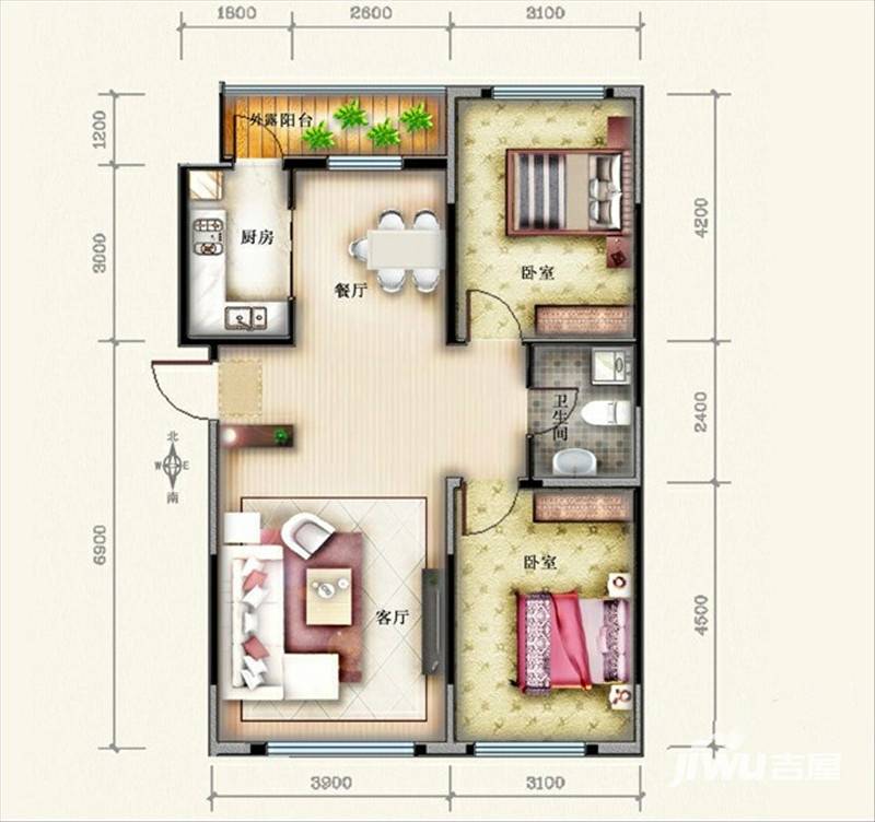 万星幸福城普通住宅93.6㎡户型图