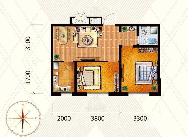 兆丰凯旋明珠普通住宅65.8㎡户型图