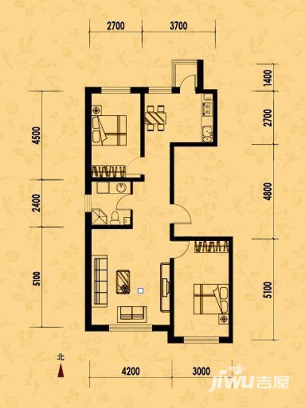 龙泰檀香苑普通住宅98㎡户型图