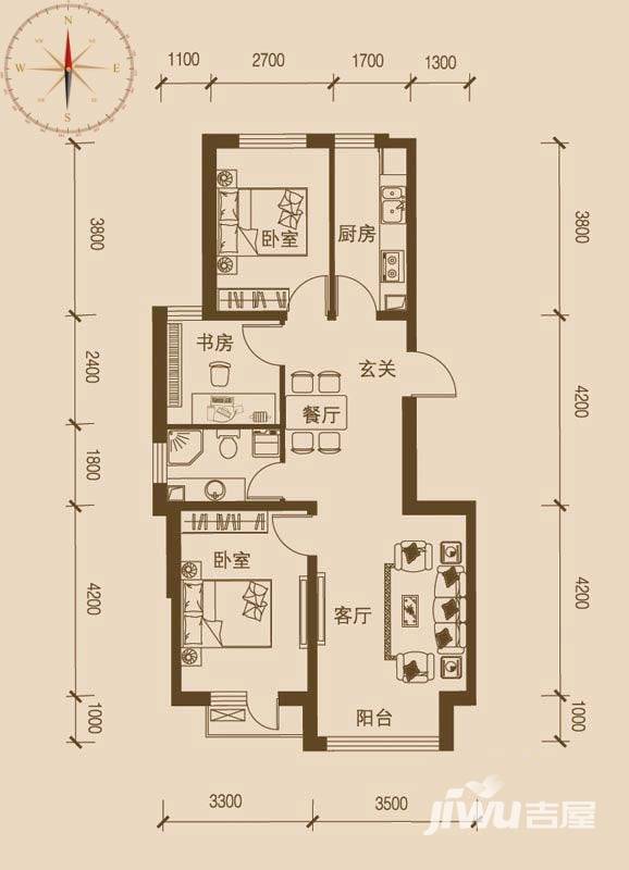 万盛理想国普通住宅92.9㎡户型图