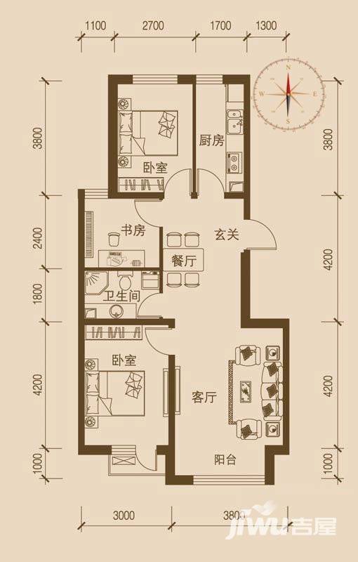 万盛理想国普通住宅94.3㎡户型图