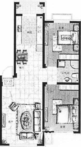 中邑华章普通住宅89㎡户型图