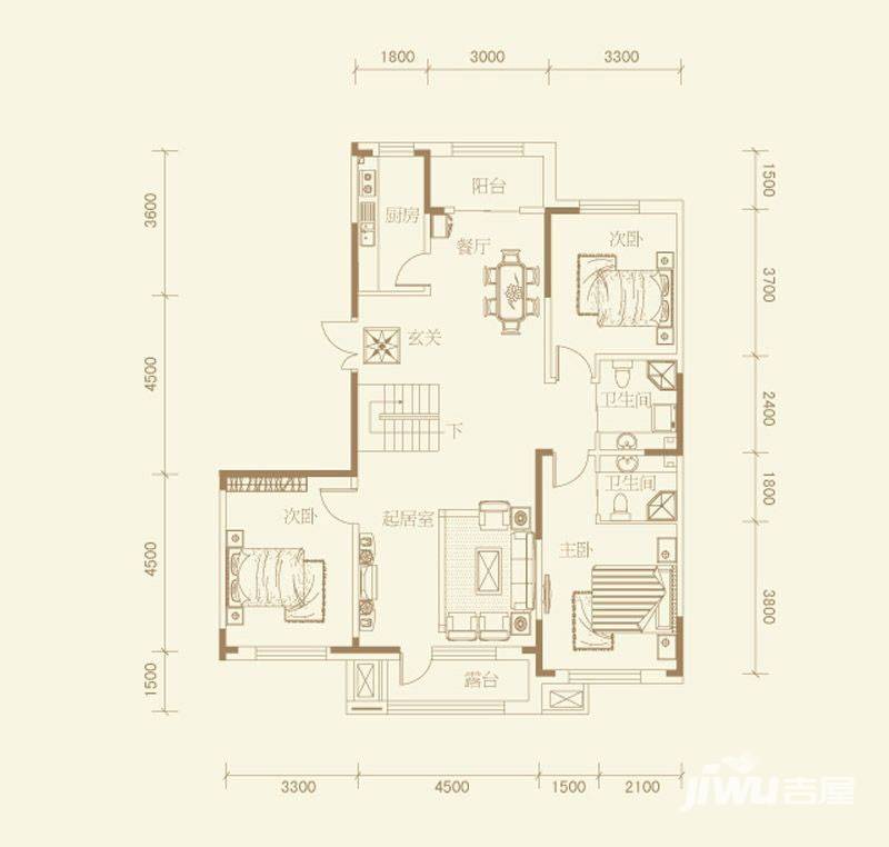 南湖祥水湾3室2厅3卫147.3㎡户型图