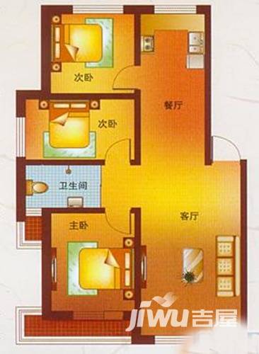 金质融城3室2厅1卫户型图
