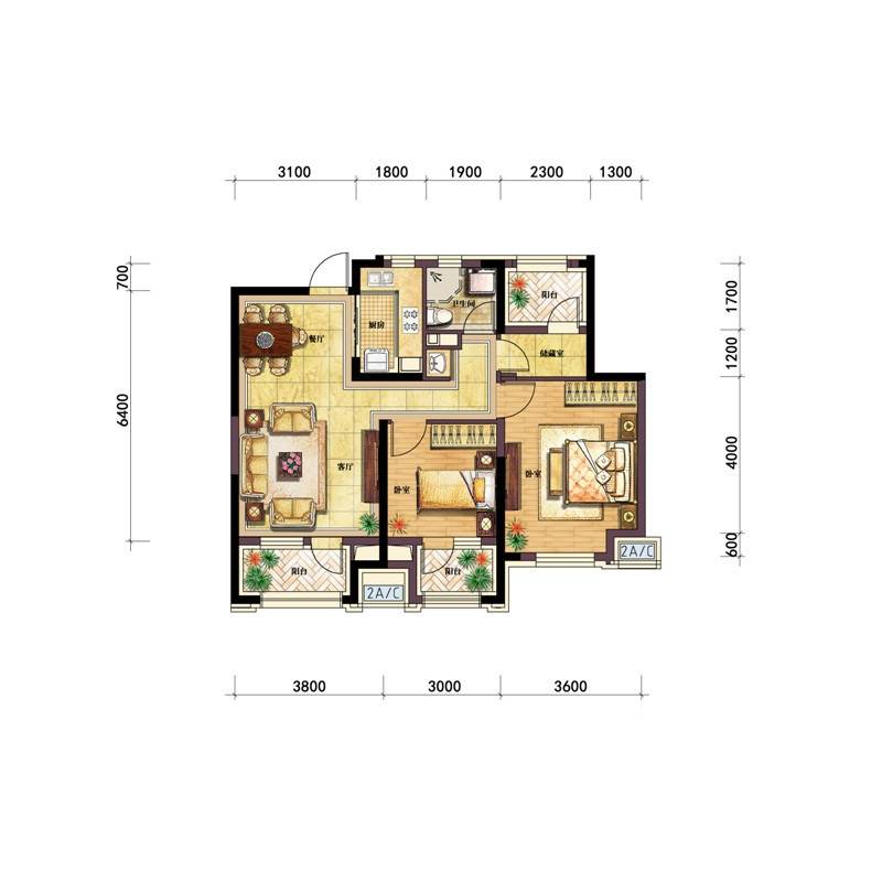 保利中央公园普通住宅97㎡户型图