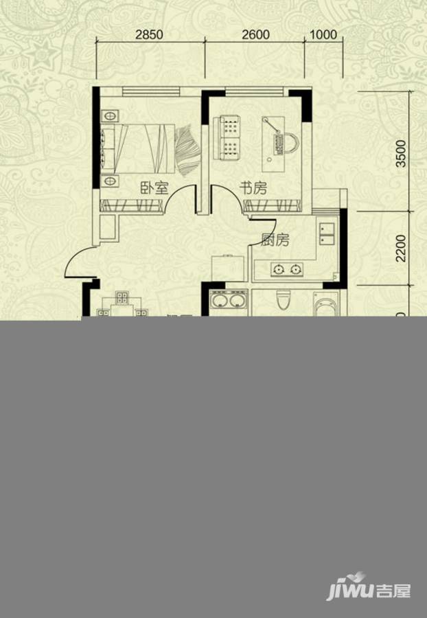 鼎惠华庭3室2厅1卫97.9㎡户型图