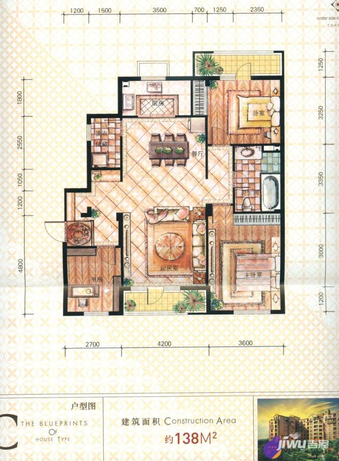 万科潭溪别墅普通住宅138㎡户型图