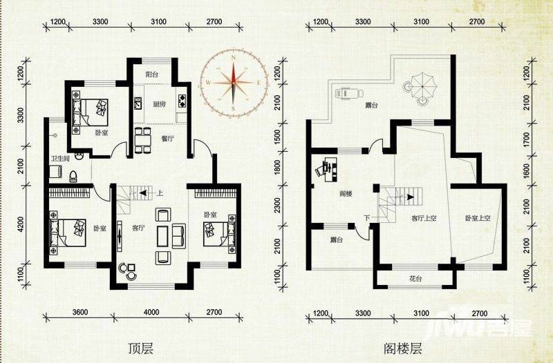 伟业星城4室2厅1卫121.9㎡户型图