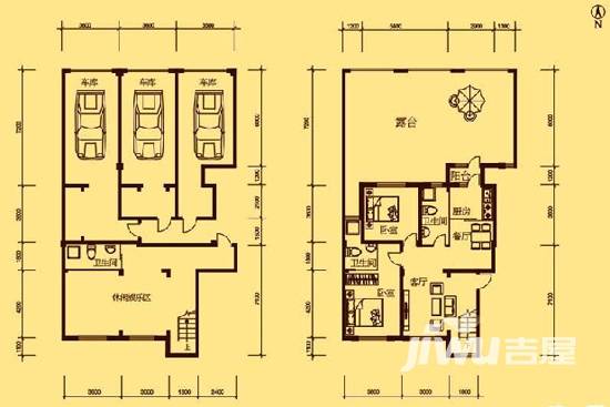 伟业星城2室2厅2卫100㎡户型图