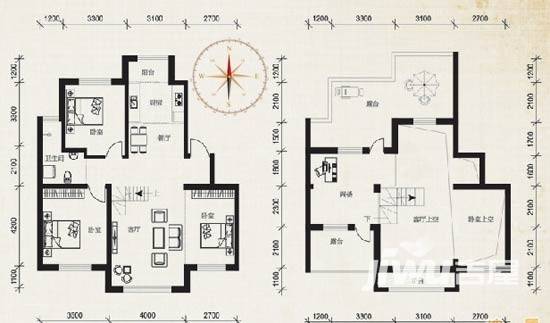 伟业星城4室2厅1卫123㎡户型图