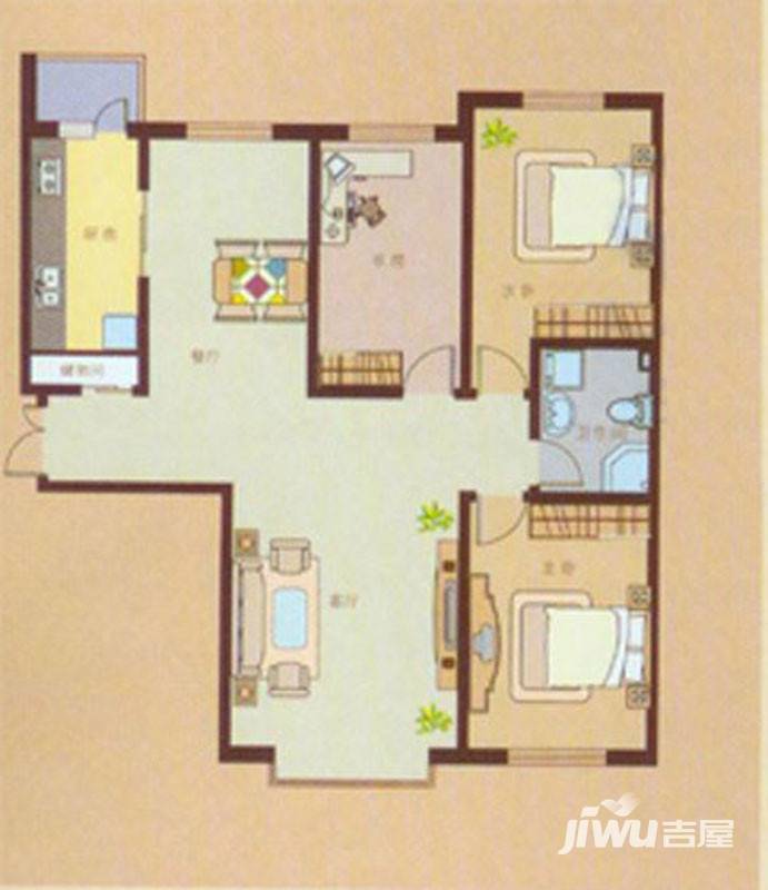 大禹城邦3室2厅1卫127.1㎡户型图