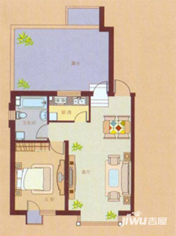 大禹城邦1室2厅1卫67.2㎡户型图