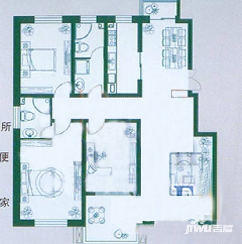 大禹城邦3室2厅2卫144.2㎡户型图