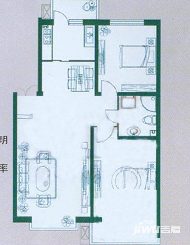 大禹城邦2室2厅1卫98.3㎡户型图