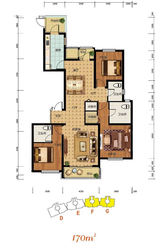 长春国际金融中心普通住宅170㎡户型图