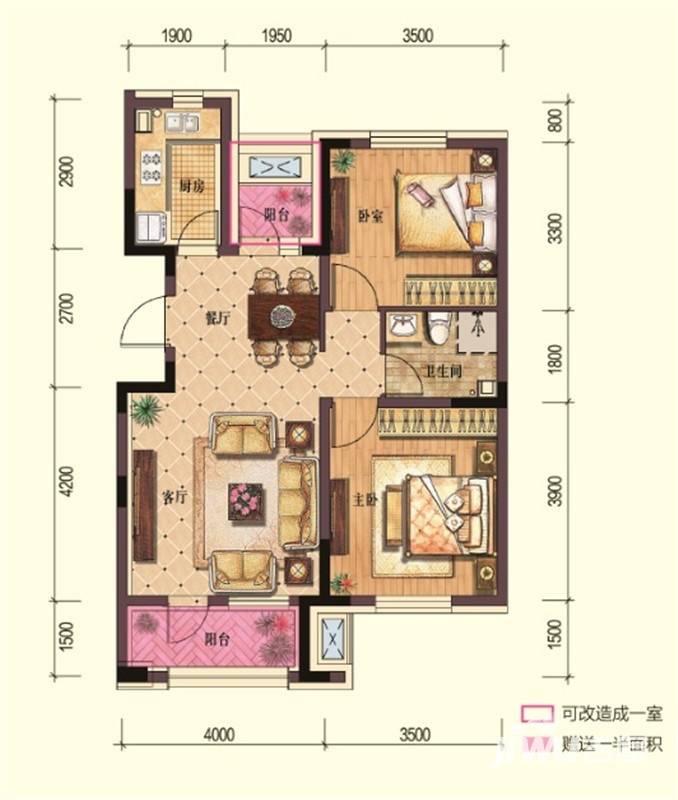 保利中央公园普通住宅88㎡户型图