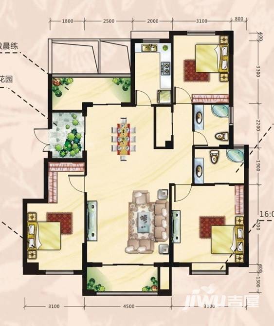 富兴御园3室2厅2卫135.1㎡户型图