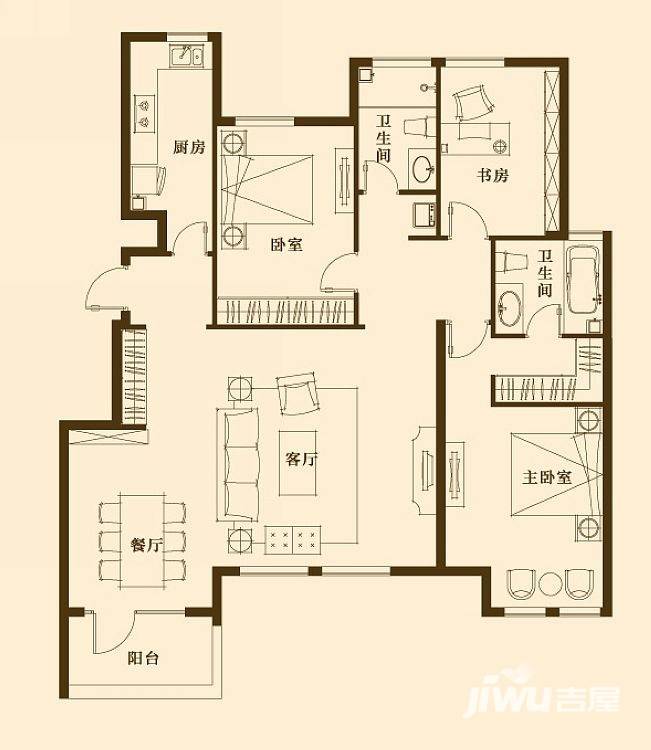 世茂茂悦府3室2厅2卫户型图