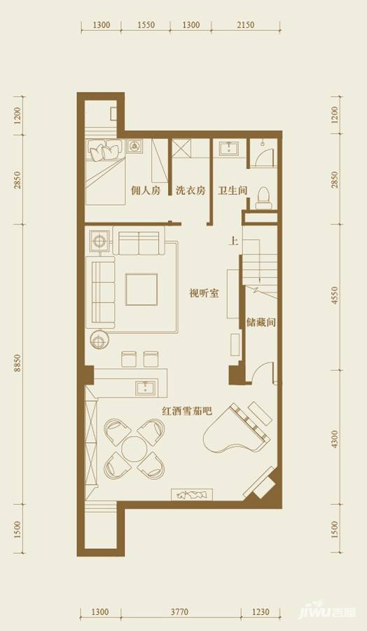 龙湾城2室1厅1卫290㎡户型图