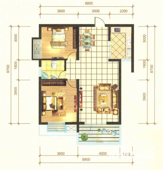 桃园华府普通住宅95㎡户型图