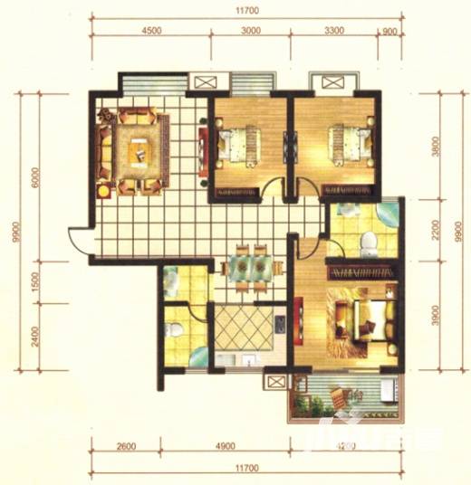 桃园华府普通住宅141.8㎡户型图