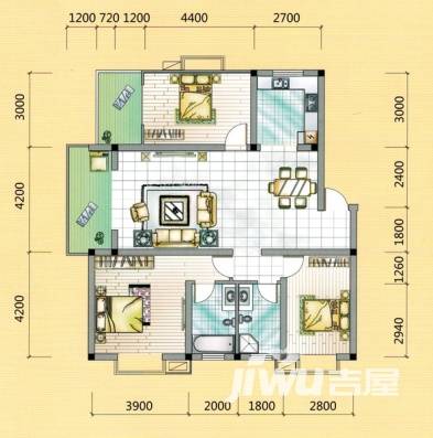 凯旋华府普通住宅128.9㎡户型图