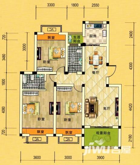 缙颐阳光城普通住宅133.2㎡户型图