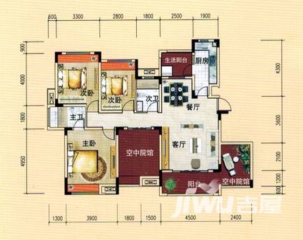 缙颐天下城普通住宅126.9㎡户型图