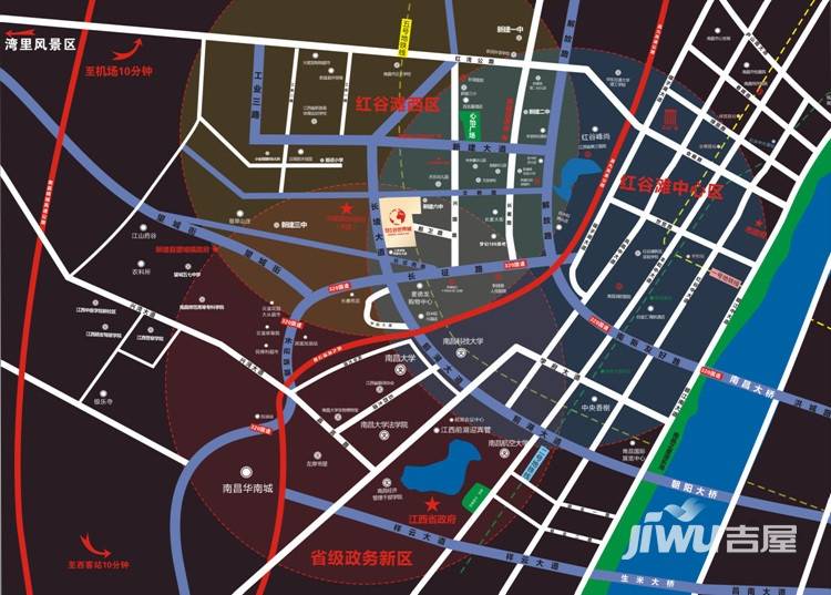 融创红谷世界城位置交通图1