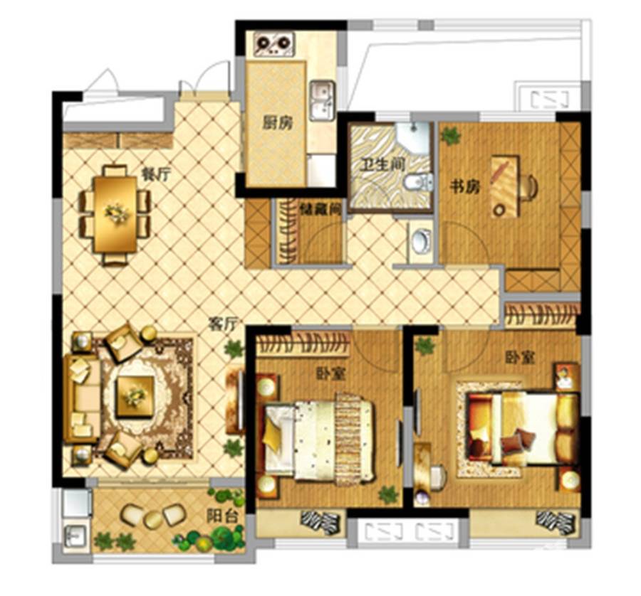 世纪朝阳中央城普通住宅105㎡户型图