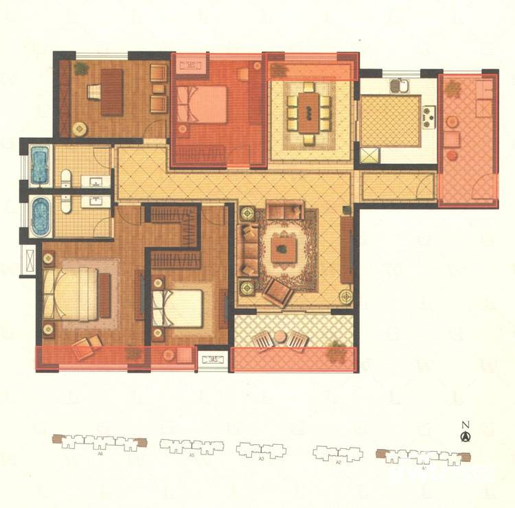 江铃瓦良格4室2厅2卫141.1㎡户型图