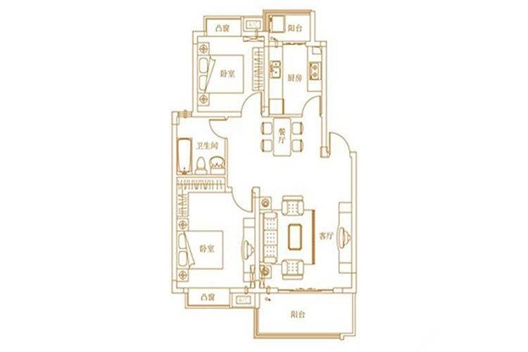 新丰丽都花园普通住宅79.1㎡户型图