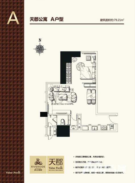 力高滨江国际普通住宅79.2㎡户型图