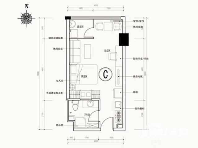 喜盈门豪威公馆普通住宅32㎡户型图